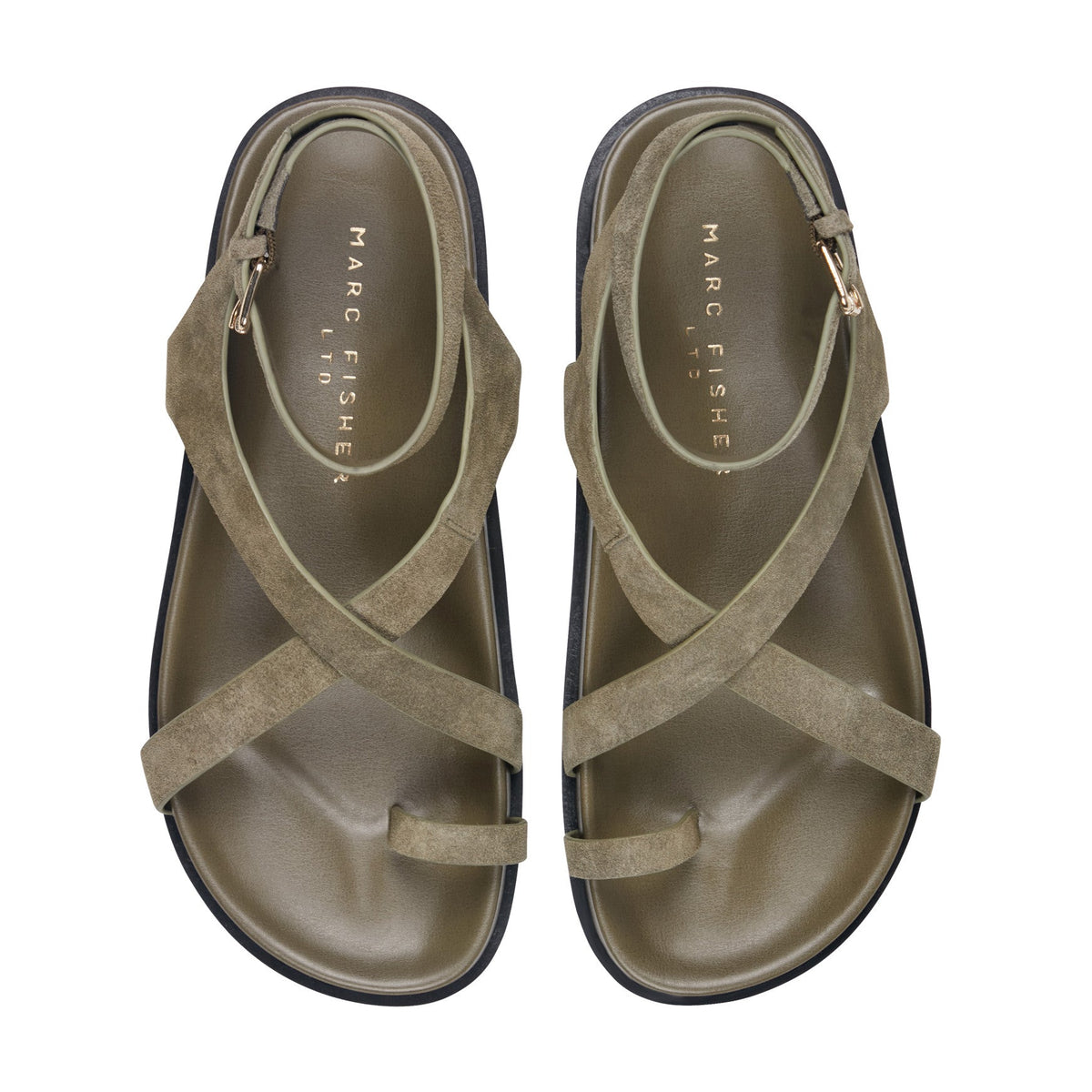 Bevy Footbed Leather Sandal - Green Suede | Marc Fisher