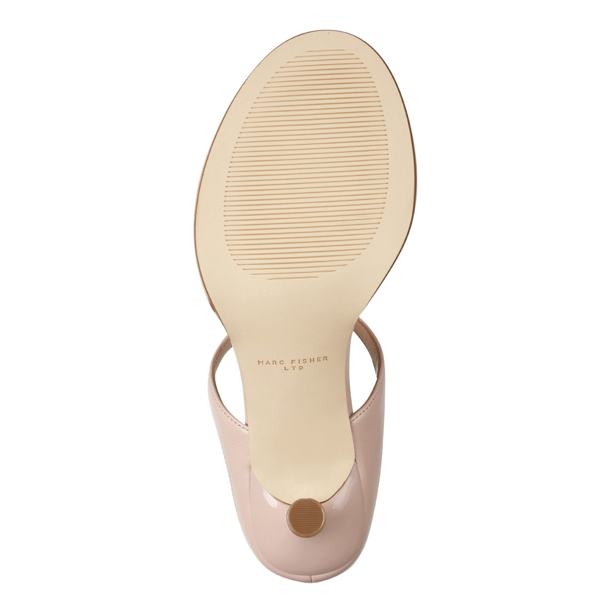 Alonde Leather Heeled Slide Sandal - Light Natural Patent Leather | Marc Fisher