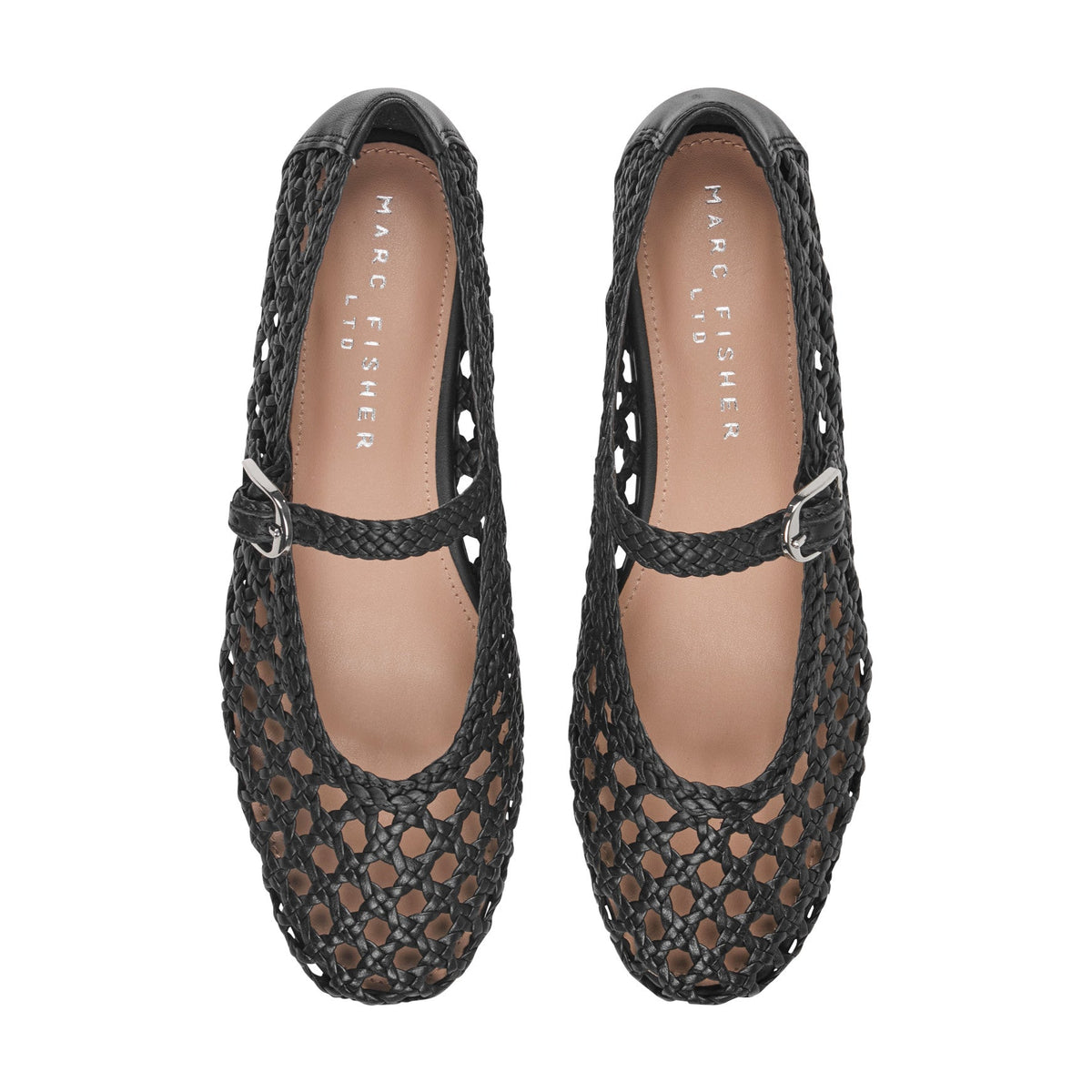 Evonna Woven Leather Mary Jane Ballet Flat - Black Leather | Marc Fisher