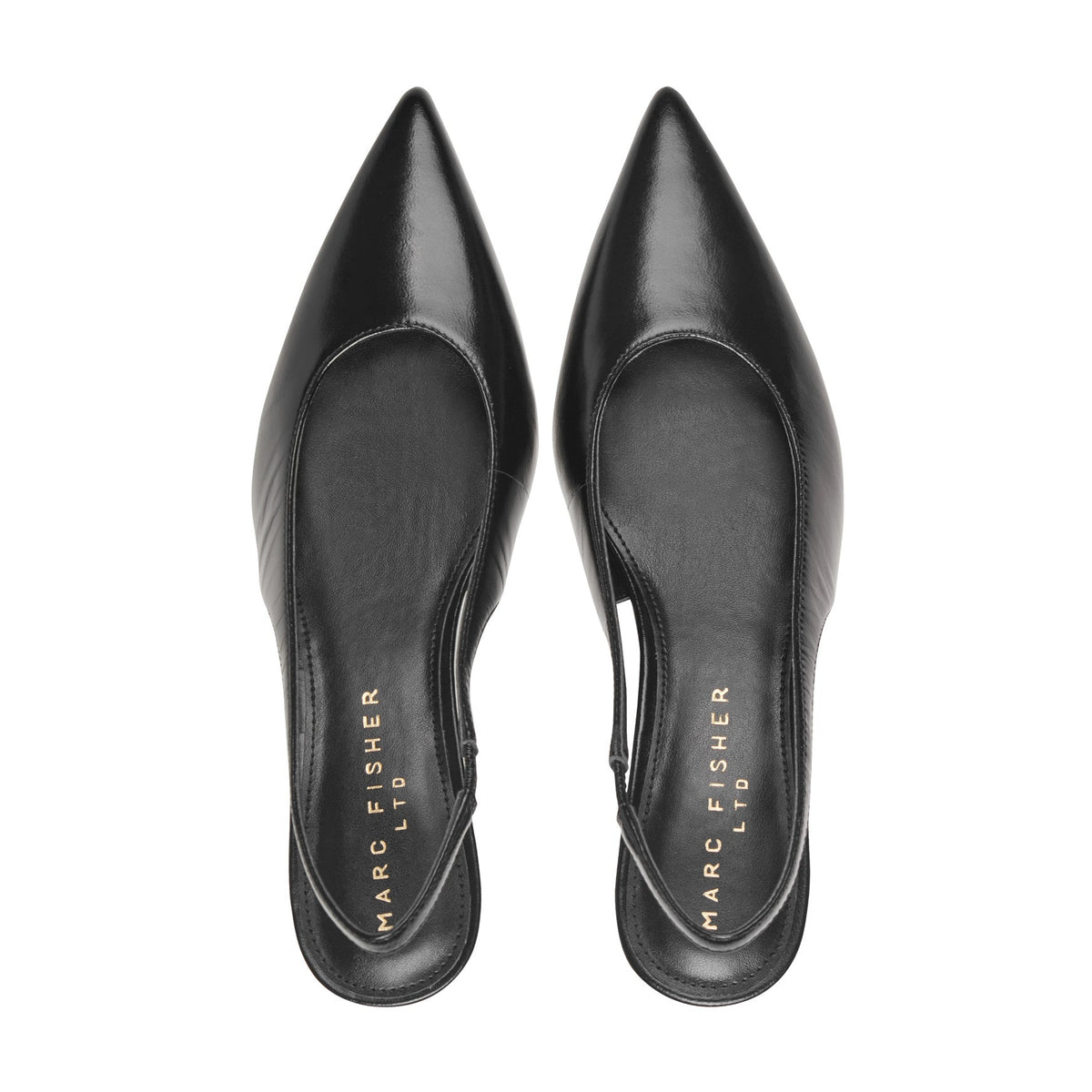 Taten Leather Wedge Slingback Pump - Black Leather | Marc Fisher