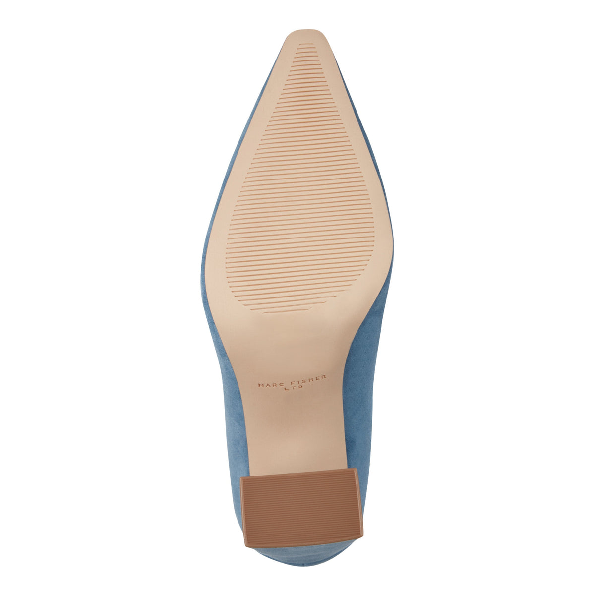 Minny Leather Block Heel Pump - Blue Suede | Marc Fisher