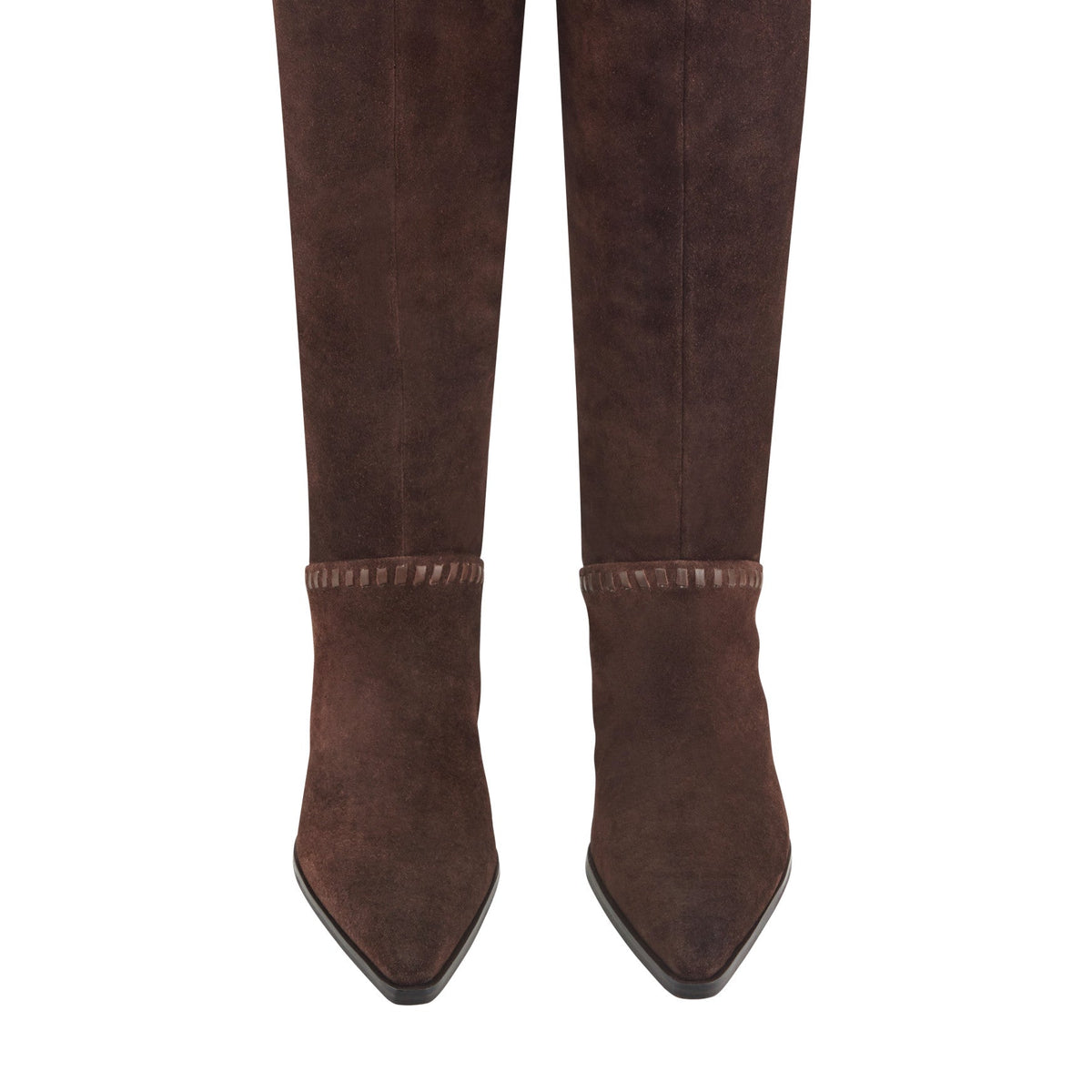 Tayla Block Heel Leather Boot - Dark Brown Suede | Marc Fisher