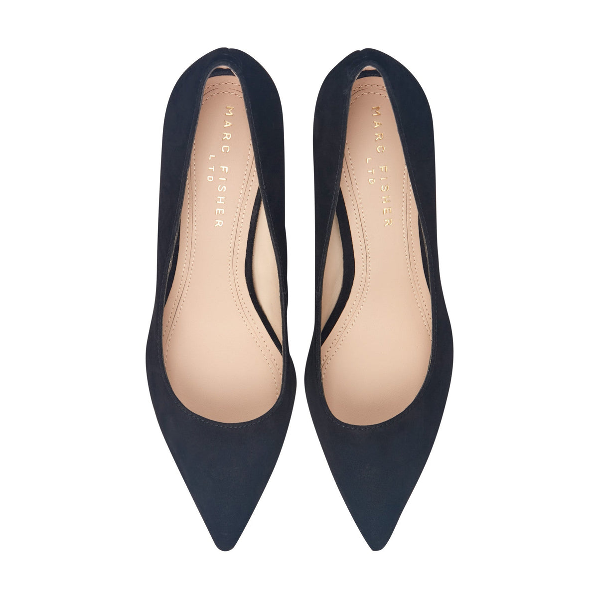 Zala Block Heel Pointy Toe Pump - Black Suede | Marc Fisher