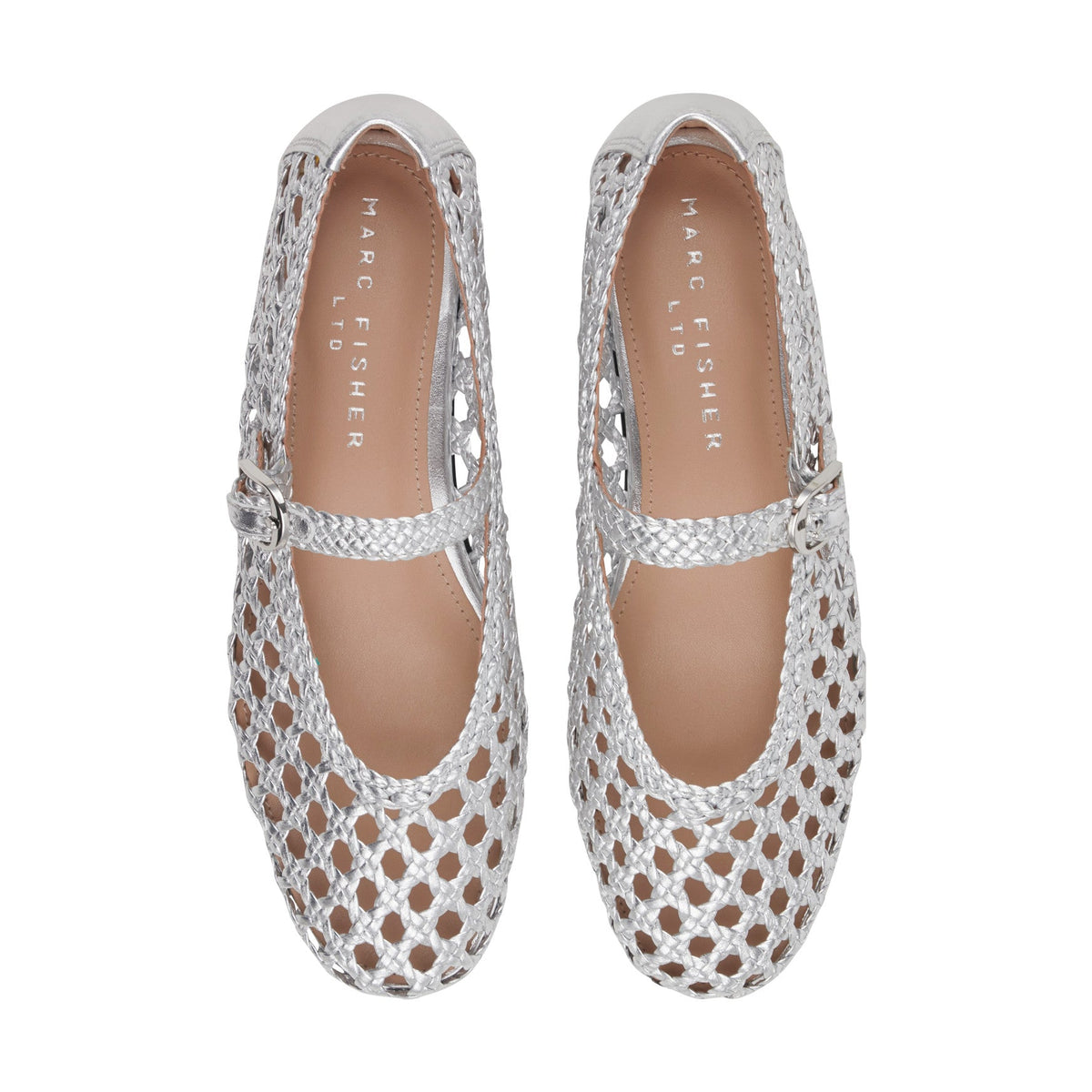 Evonna Woven Leather Mary Jane Ballet Flat - Silver Leather | Marc Fisher