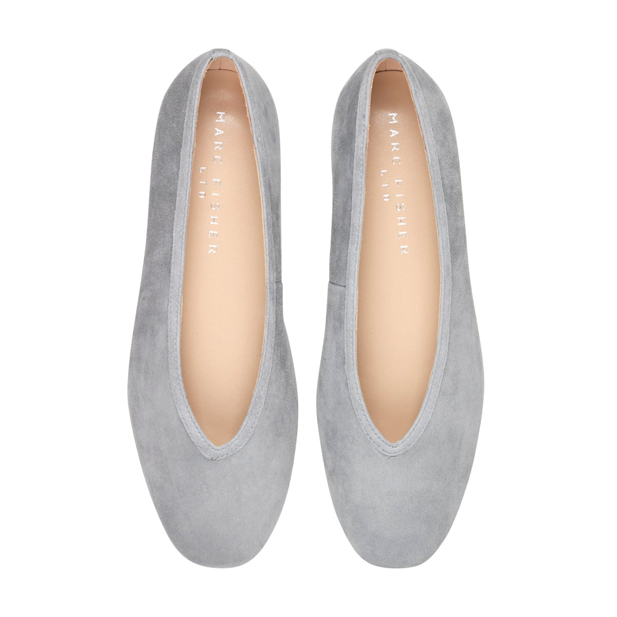 Gradi Leather Ballet Flat - Light Grey Suede | Marc Fisher