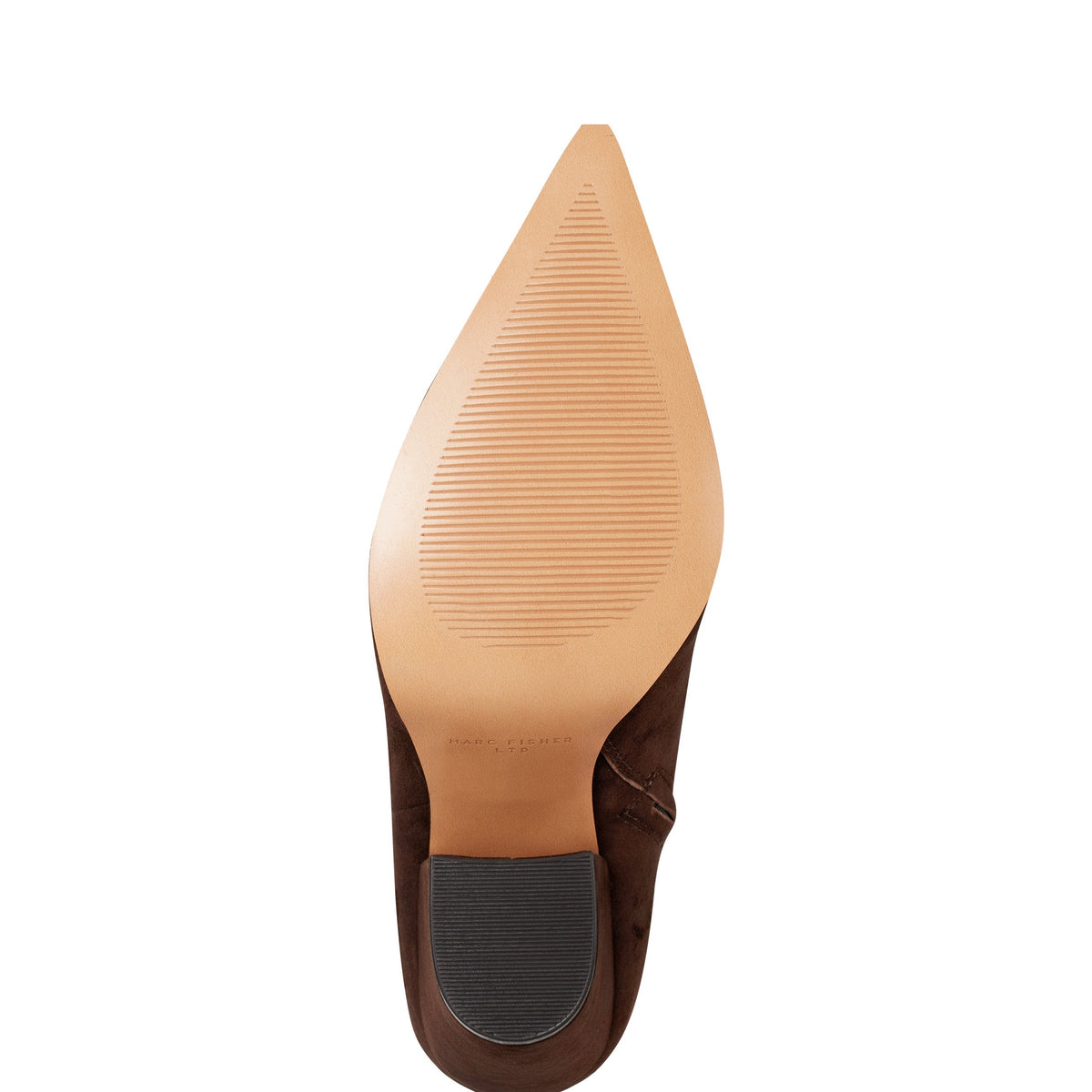 Elynna Block Heel Leather Bootie - Dark Brown Suede | Marc Fisher