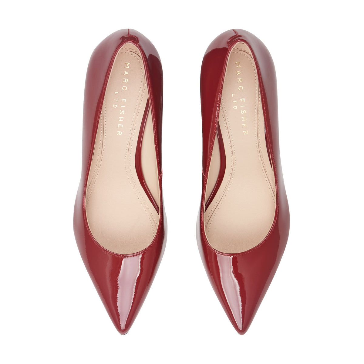 Zala Block Heel Pointy Toe Pump - Red Patent Leather | Marc Fisher