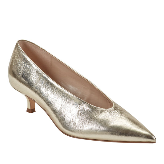 Cecile Leather Kitten Heel Pump - Gold Leather | Marc Fisher