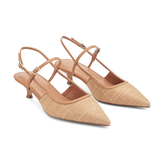 Ceddy Kitten Heel Slingback Pump - Natural Raffia | Marc Fisher