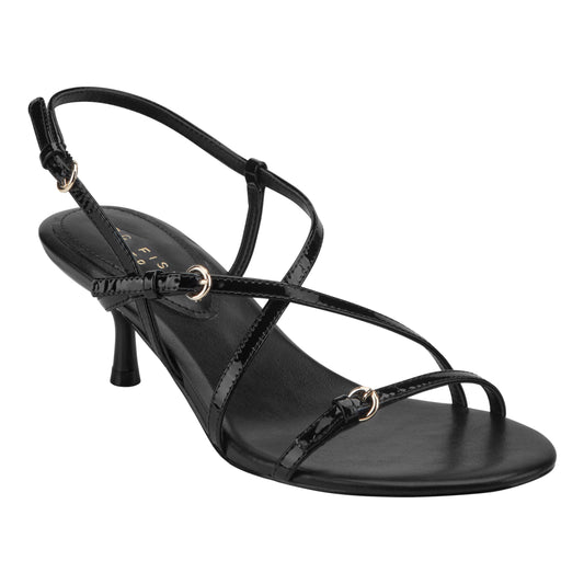 Nylah Leather Strappy Sandal - Black Patent Leather | Marc Fisher