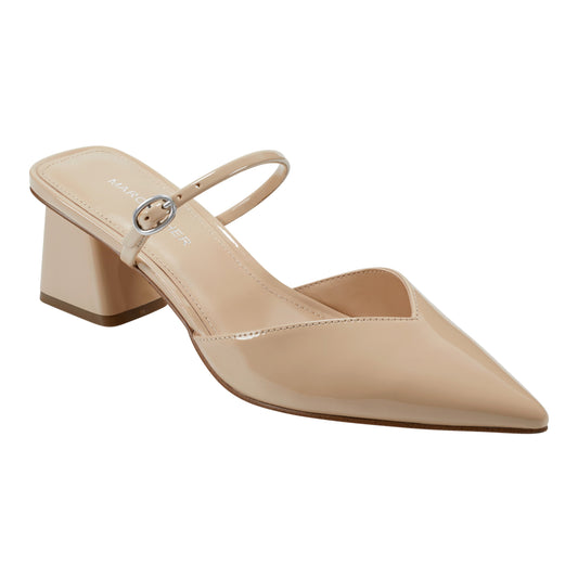Lakey Heeled Mule - Light Natural Patent | Marc Fisher