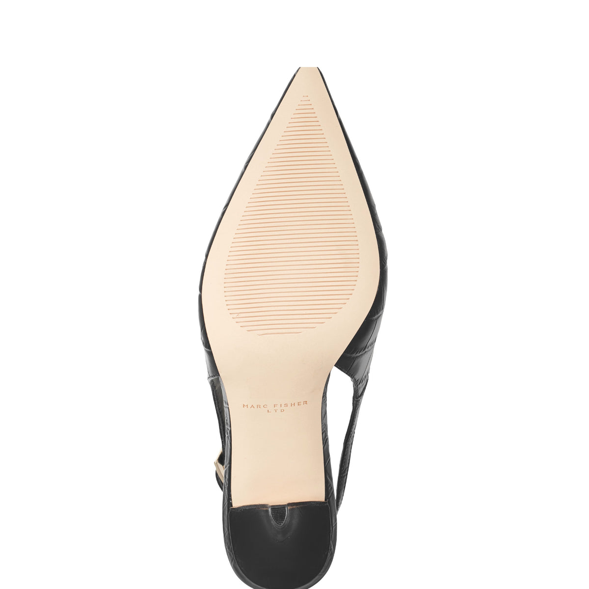 Dorie Leather Slingback Pump - Embossed Black Croco Leather | Marc Fisher