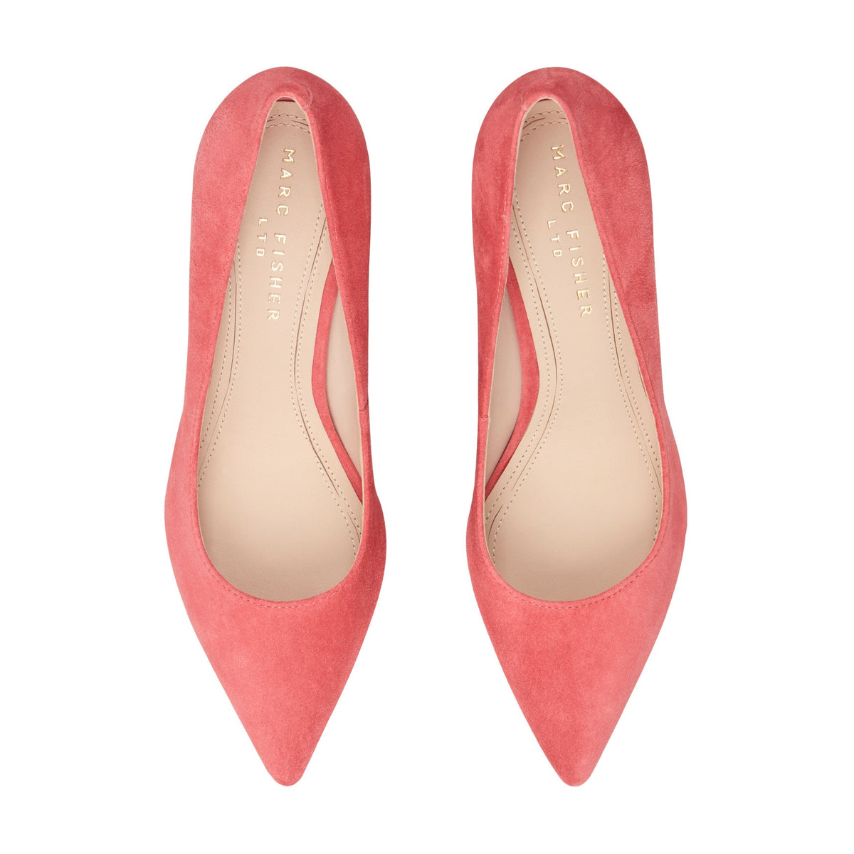 Zala Block Heel Pointy Toe Pump - Medium Pink Suede | Marc Fisher