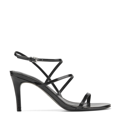 Denzi Strappy Leather Sandal - Black Leather | Marc Fisher