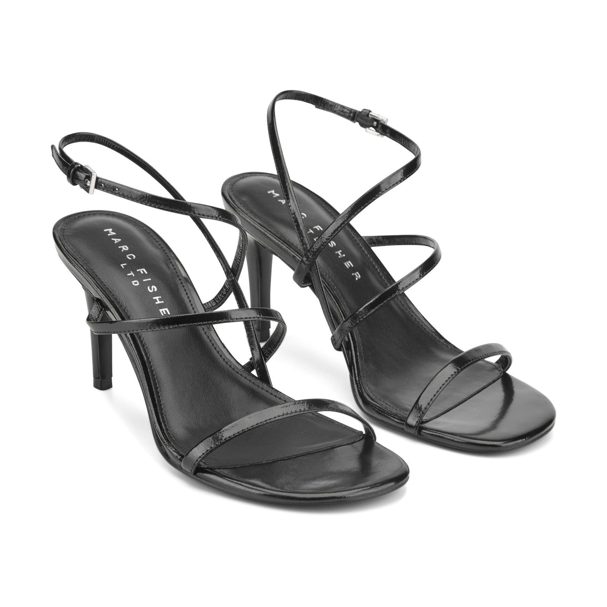 Denzi Strappy Leather Sandal - Black Leather | Marc Fisher