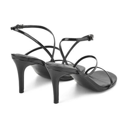 Denzi Strappy Leather Sandal - Black Leather | Marc Fisher