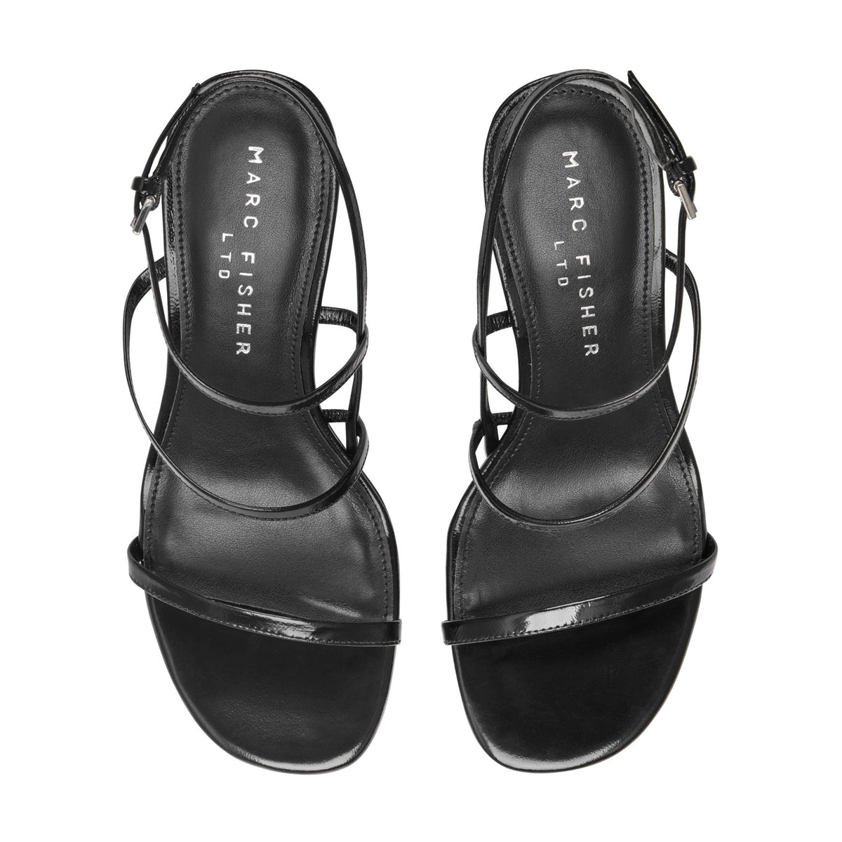 Denzi Strappy Leather Sandal - Black Leather | Marc Fisher