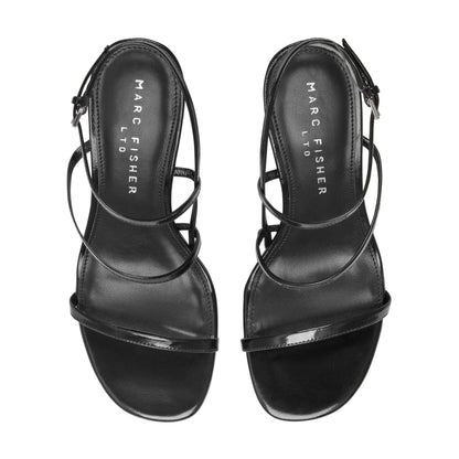 Denzi Strappy Leather Sandal - Black Leather | Marc Fisher