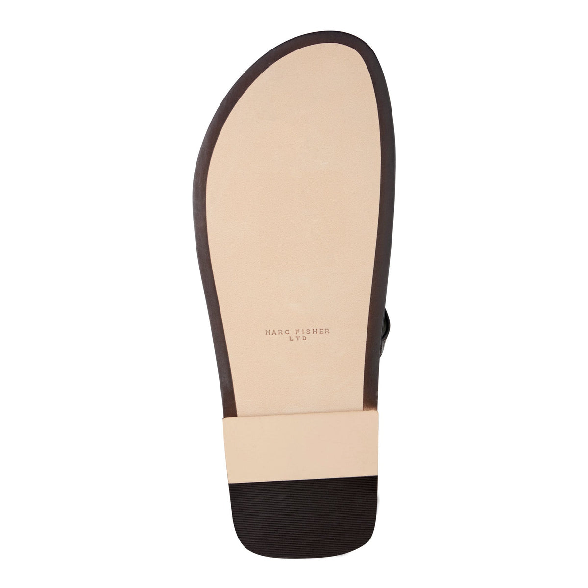 Gynnie Flat Leather Sandal - Dark Brown Leather Embossed Croco | Marc Fisher