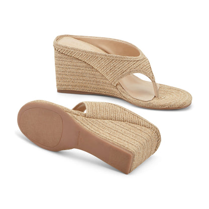 Udena Wedge Thong Sandal - Natural Raffia | Marc Fisher