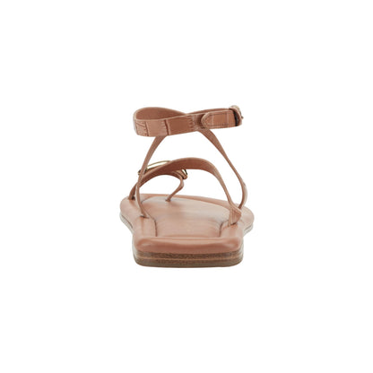 Gynnie Flat Leather Sandal - Natural Leather Embossed Croco | Marc Fisher