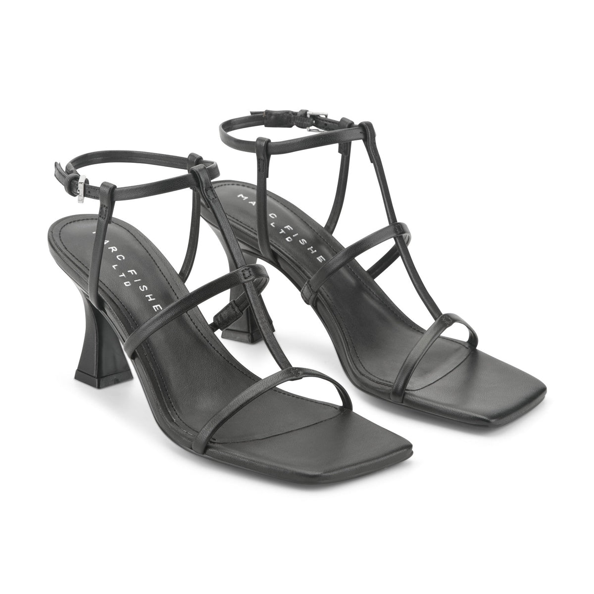 Dennie Strappy Leather Dress Sandal - Black Leather | Marc Fisher
