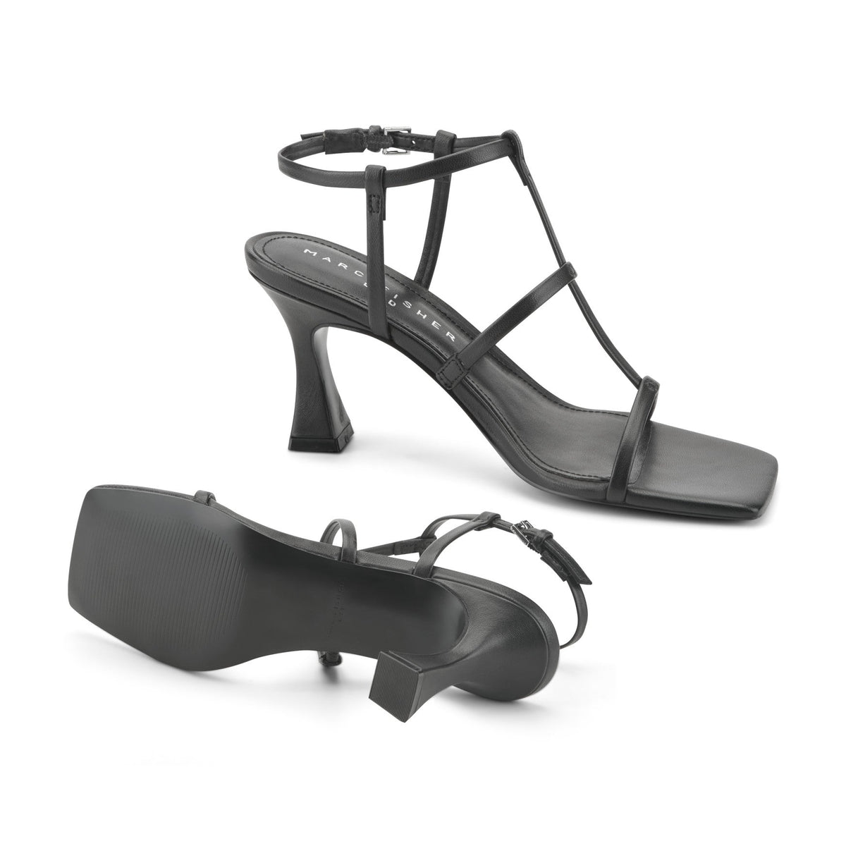 Dennie Strappy Leather Dress Sandal - Black Leather | Marc Fisher