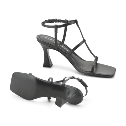 Dennie Strappy Leather Dress Sandal - Black Leather | Marc Fisher