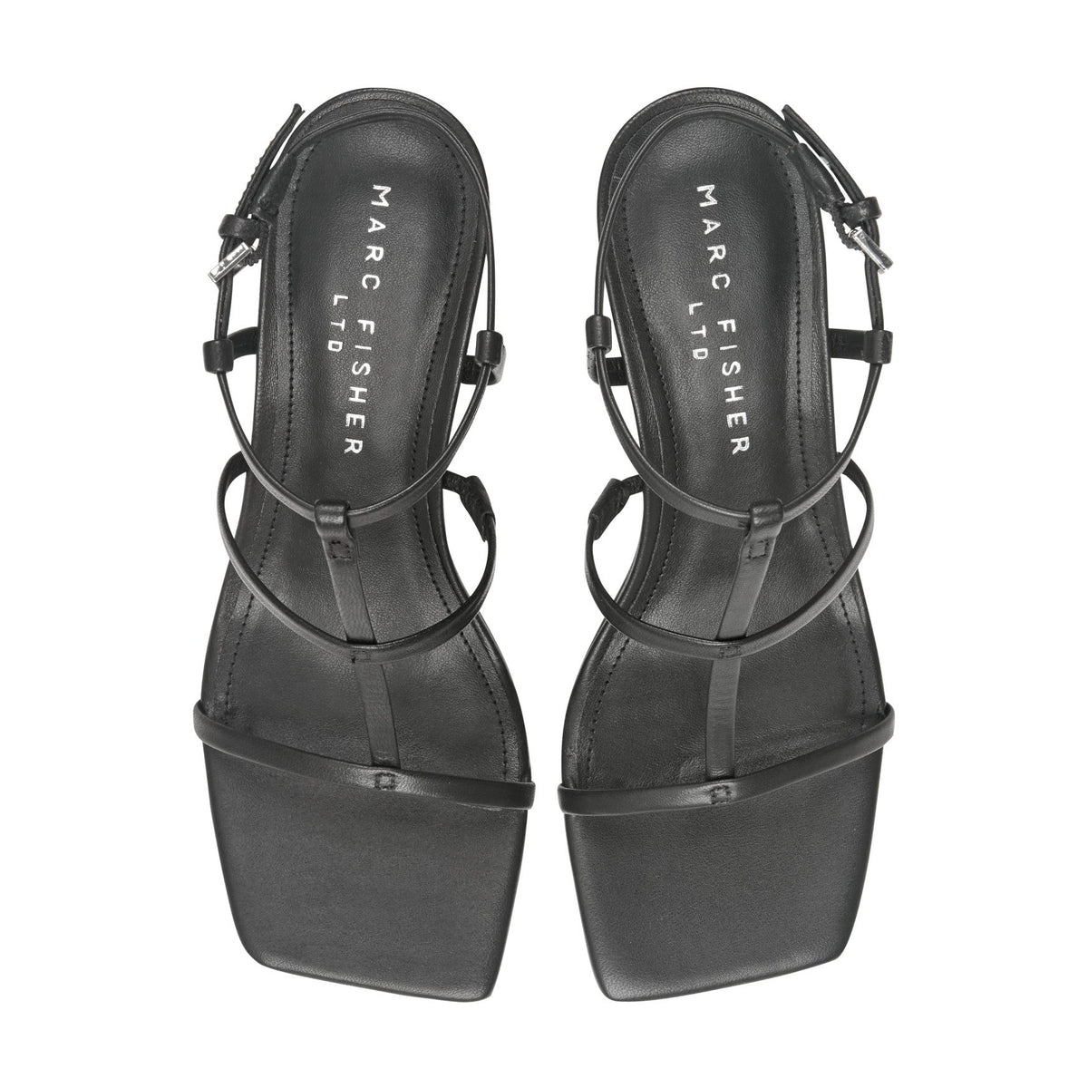 Dennie Strappy Leather Dress Sandal - Black Leather | Marc Fisher