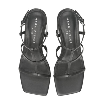 Dennie Strappy Leather Dress Sandal - Black Leather | Marc Fisher