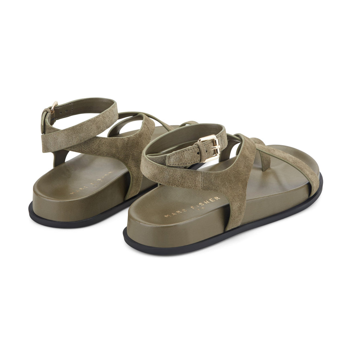 Bevy Footbed Leather Sandal - Green Suede | Marc Fisher