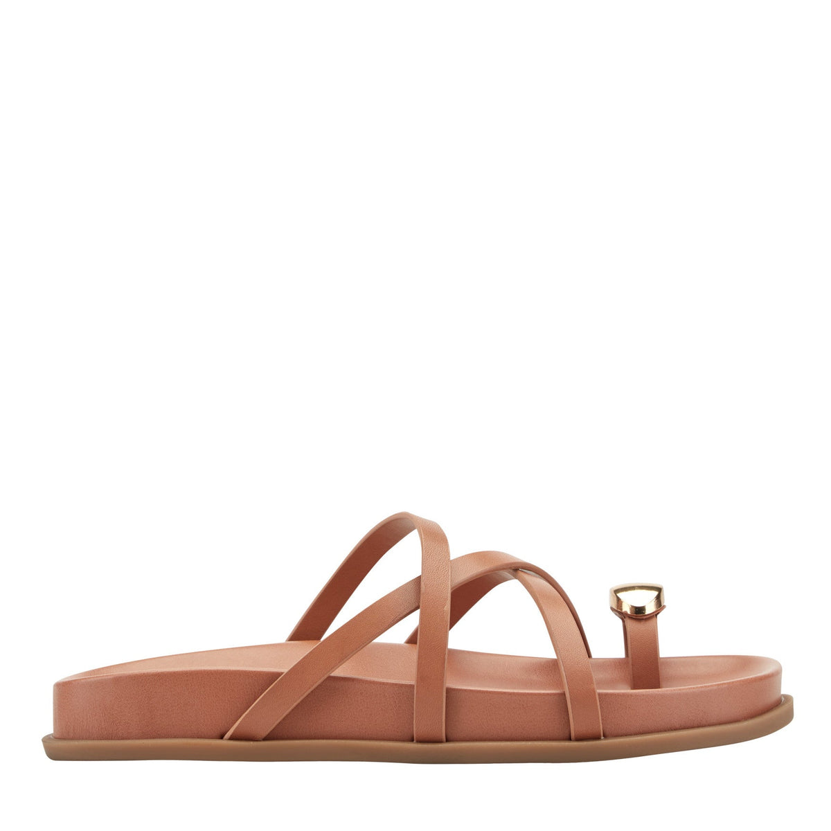 Braidey Strappy Flat Leather Sandal - Natural Leather | Marc Fisher