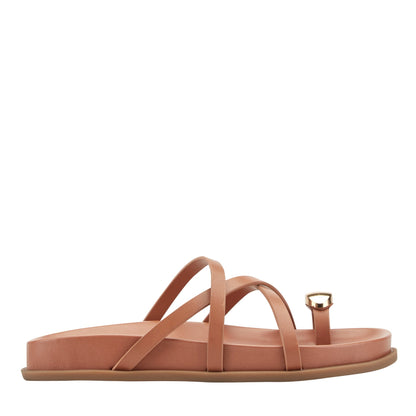 Braidey Strappy Flat Leather Sandal - Natural Leather | Marc Fisher
