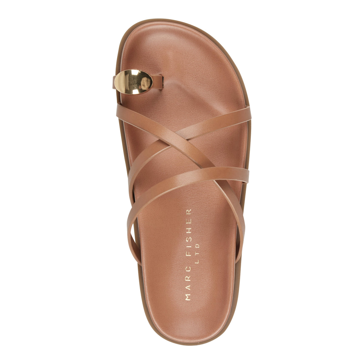 Braidey Strappy Flat Leather Sandal - Natural Leather | Marc Fisher