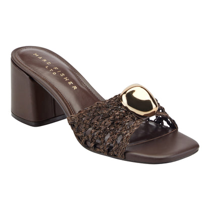 Farrel Woven Mule Sandal - Dark Brown | Marc Fisher