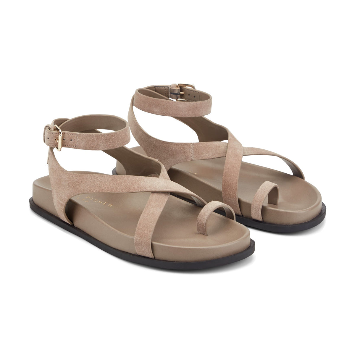 Bevy Footbed Leather Sandal - Taupe Suede | Marc Fisher