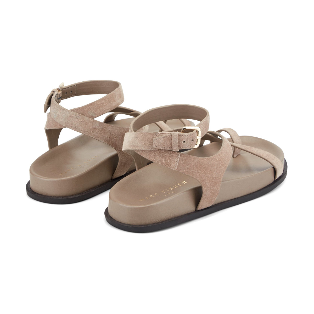 Bevy Footbed Leather Sandal - Taupe Suede | Marc Fisher