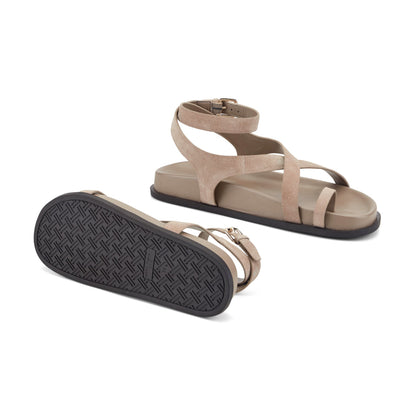 Bevy Footbed Leather Sandal - Taupe Suede | Marc Fisher
