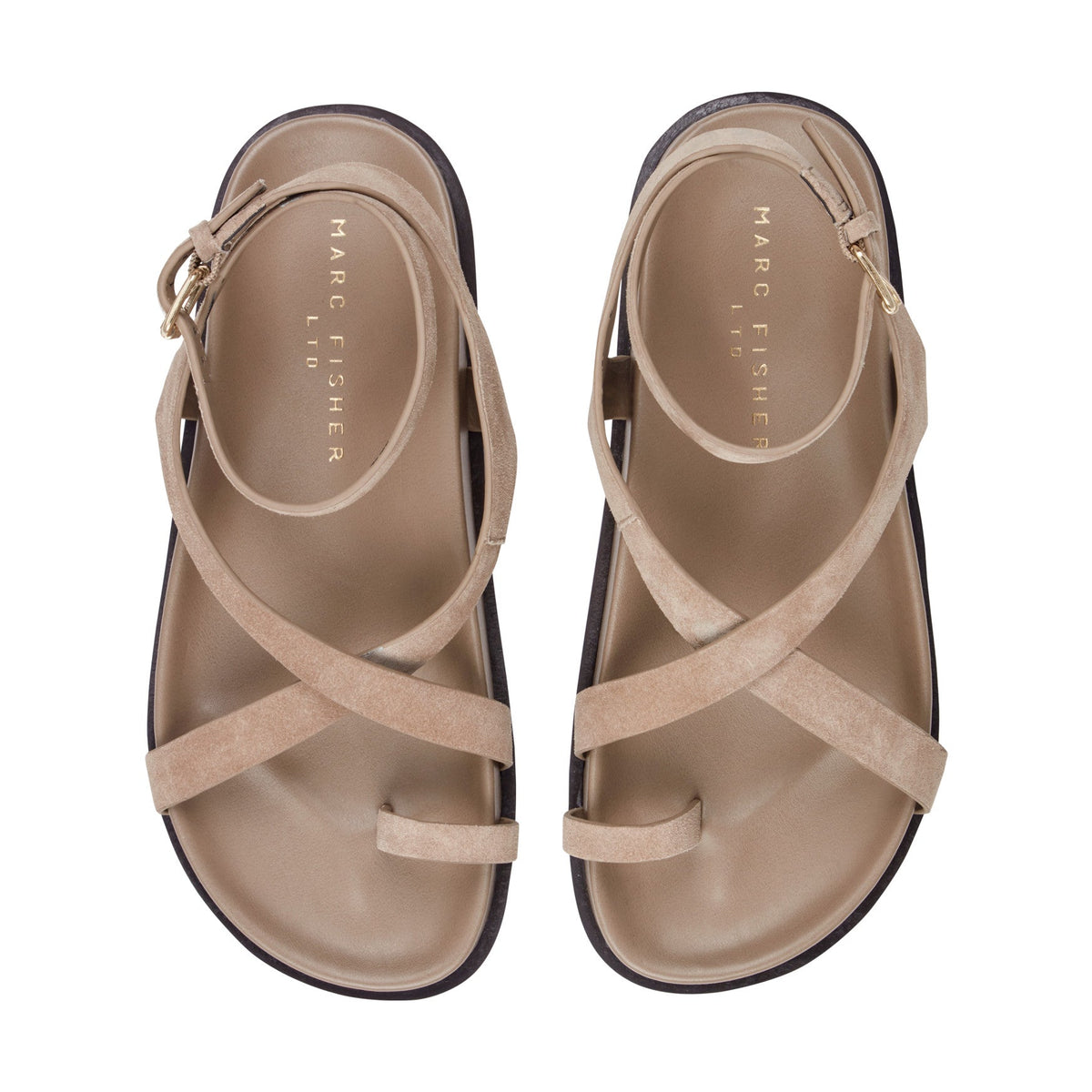 Bevy Footbed Leather Sandal - Taupe Suede | Marc Fisher