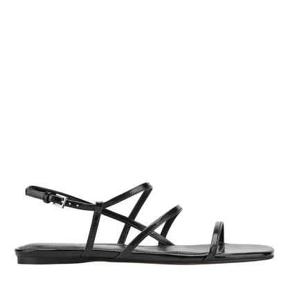 Elysha Leather Flat Sandal - Black Leather | Marc Fisher
