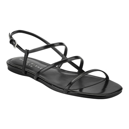 Elysha Leather Flat Sandal - Black Leather | Marc Fisher