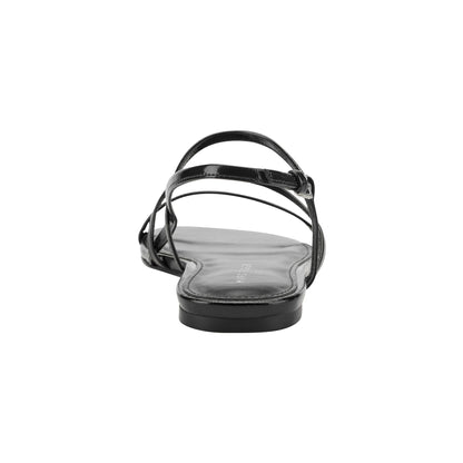 Elysha Leather Flat Sandal - Black Leather | Marc Fisher