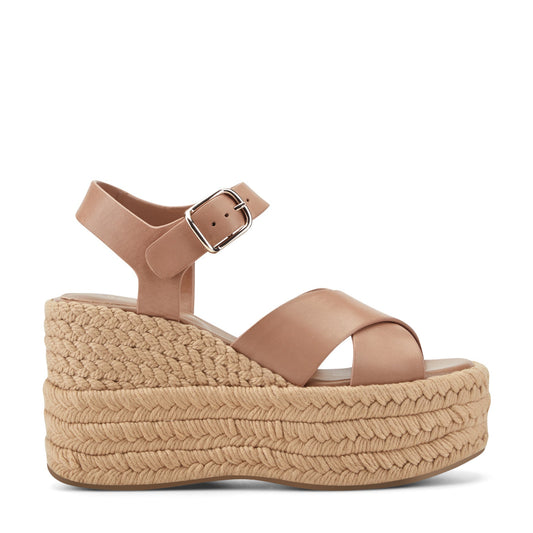 Pasion Espadrille Wedge Sandal - Brown Leather | Marc Fisher