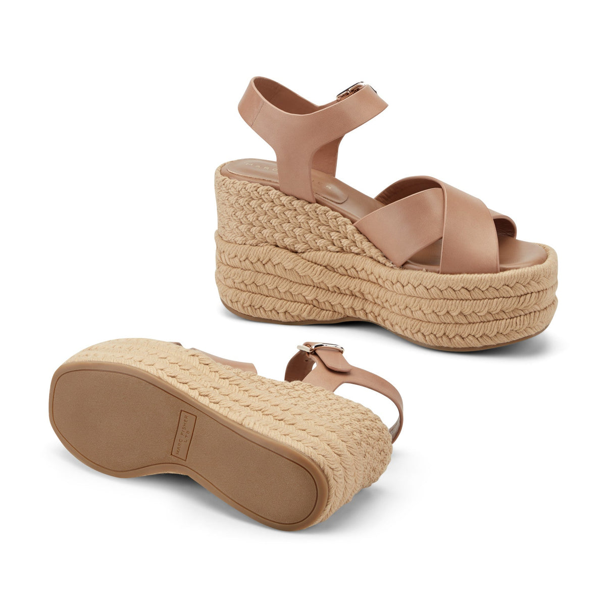 Pasion Espadrille Wedge Sandal - Brown Leather | Marc Fisher