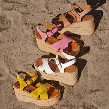 Pasion Espadrille Wedge Sandal - Brown Leather | Marc Fisher