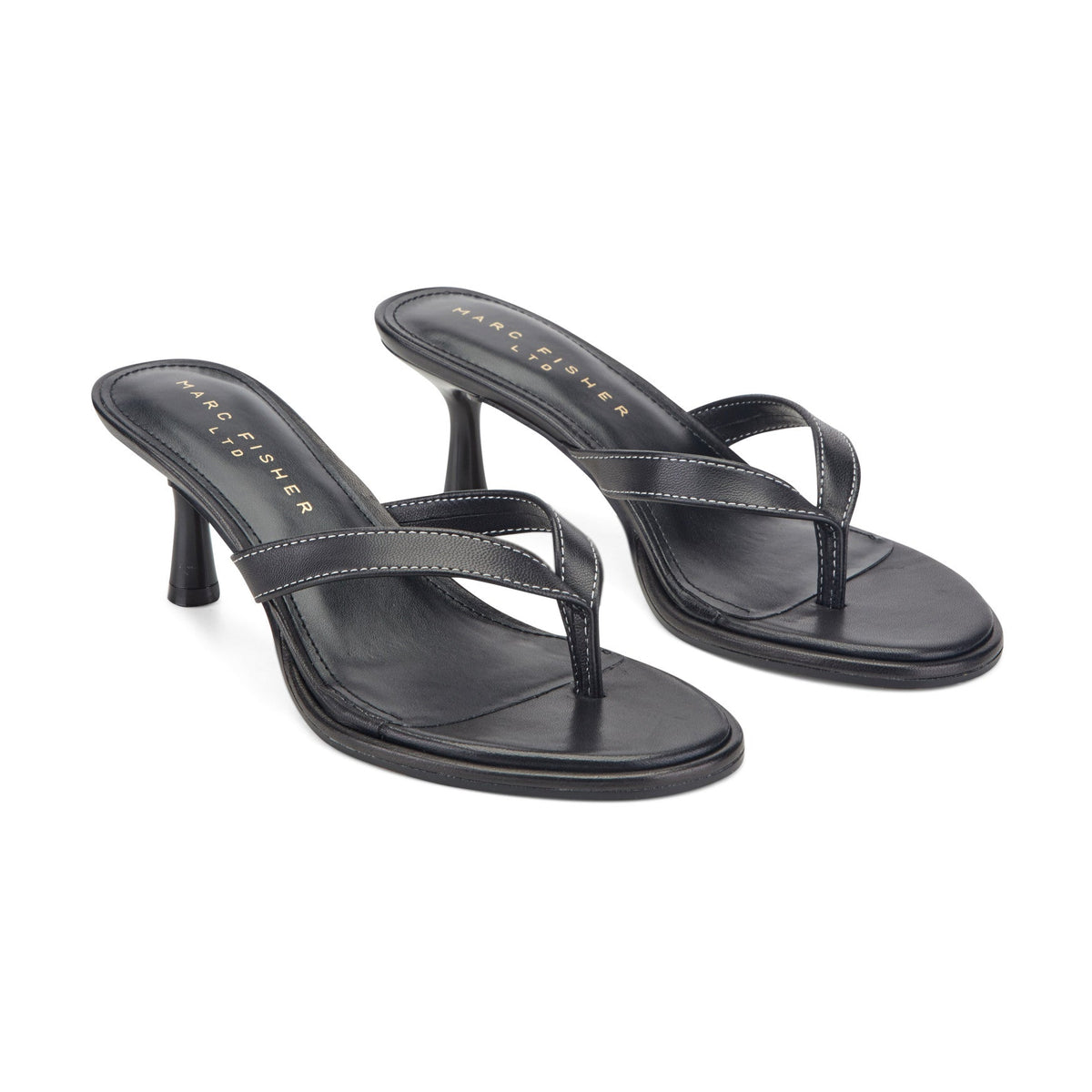 Antonia Leather Thong Sandal - Black Leather | Marc Fisher