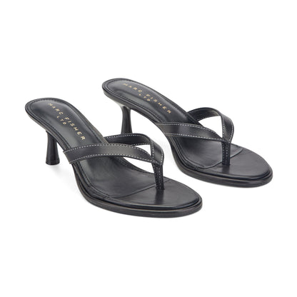Antonia Leather Thong Sandal - Black Leather | Marc Fisher