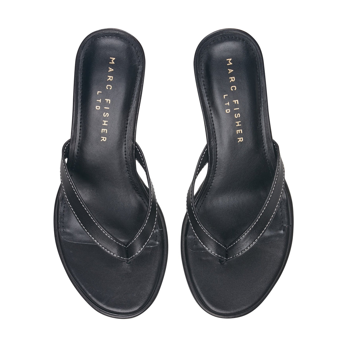 Antonia Leather Thong Sandal - Black Leather | Marc Fisher
