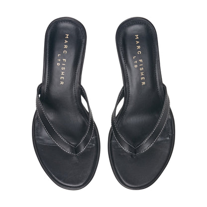 Antonia Leather Thong Sandal - Black Leather | Marc Fisher