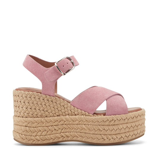Pasion Espadrille Wedge Sandal - Pink Suede | Marc Fisher